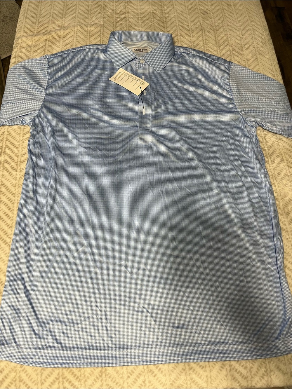 Collar & Co XL Blue Micro-Check Polo Shirt